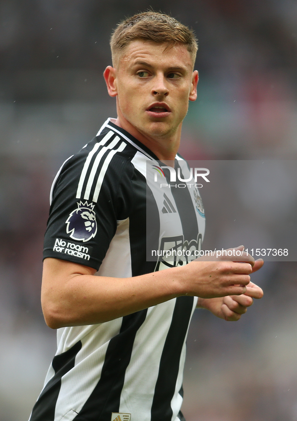 Newcastle United's Harvey Barnes during the Premier League match between Newcastle United and Tottenham Hotspur at St. James's Park in Newca...