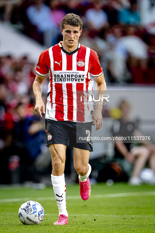 PSV player Guus Til during the match PSV vs. Go Ahead Eagles at the Philips Stadium for the Dutch Eredivisie 4th round season 2024-2025 in E...