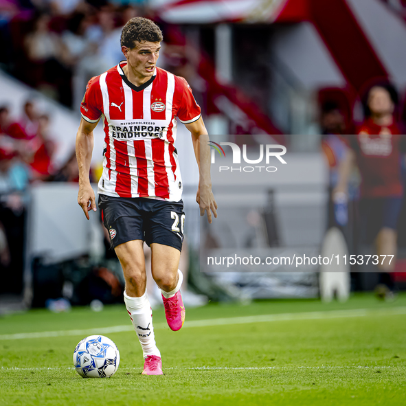 PSV player Guus Til during the match PSV vs. Go Ahead Eagles at the Philips Stadium for the Dutch Eredivisie 4th round season 2024-2025 in E...