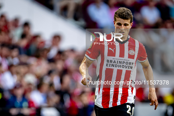 PSV player Guus Til during the match PSV vs. Go Ahead Eagles at the Philips Stadium for the Dutch Eredivisie 4th round season 2024-2025 in E...