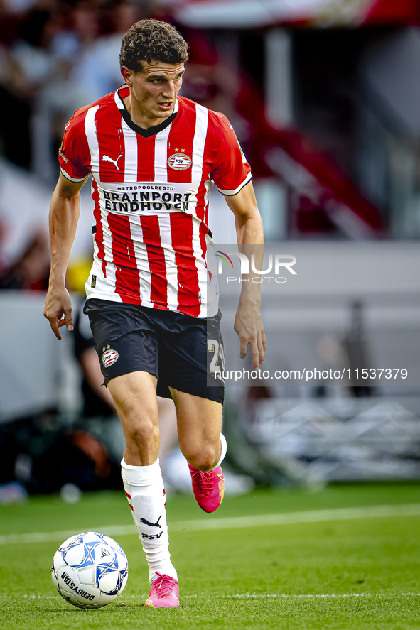 PSV player Guus Til during the match PSV vs. Go Ahead Eagles at the Philips Stadium for the Dutch Eredivisie 4th round season 2024-2025 in E...