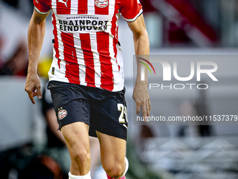 PSV player Guus Til during the match PSV vs. Go Ahead Eagles at the Philips Stadium for the Dutch Eredivisie 4th round season 2024-2025 in E...