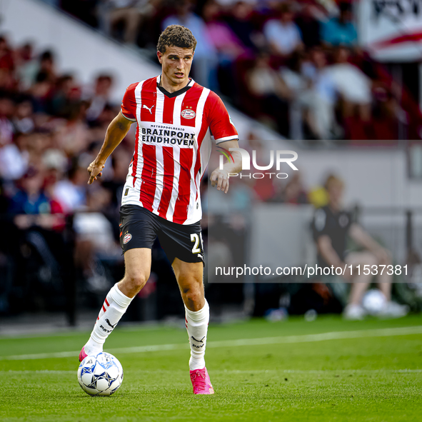 PSV player Guus Til during the match PSV vs. Go Ahead Eagles at the Philips Stadium for the Dutch Eredivisie 4th round season 2024-2025 in E...