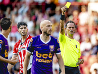 Referee Bas Nijhuis officiates the match between PSV and Go Ahead Eagles at the Philips Stadium for the Dutch Eredivisie 4th round season 20...