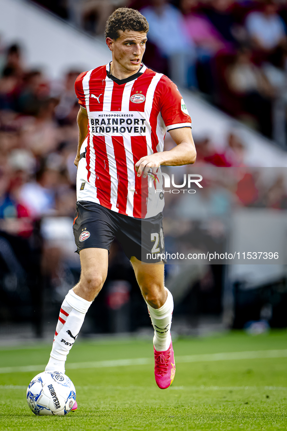 PSV player Guus Til during the match PSV vs. Go Ahead Eagles at the Philips Stadium for the Dutch Eredivisie 4th round season 2024-2025 in E...