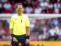 Referee Bas Nijhuis officiates the match between PSV and Go Ahead Eagles at the Philips Stadium for the Dutch Eredivisie 4th round season 20...