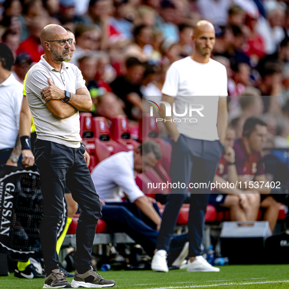 PSV trainer Peter Bosz during the match between PSV and Go Ahead Eagles at the Philips Stadium for the Dutch Eredivisie 4th round season 202...