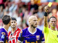 Referee Bas Nijhuis officiates the match between PSV and Go Ahead Eagles at the Philips Stadium for the Dutch Eredivisie 4th round season 20...