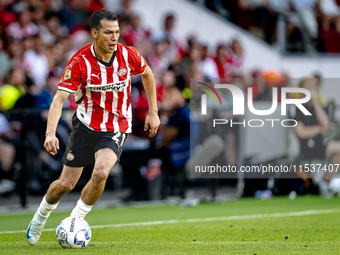 PSV player Hirving Lozano plays during the match PSV vs. Go Ahead Eagles at the Philips Stadium for the Dutch Eredivisie 4th round season 20...