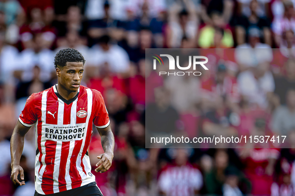 PSV player Ryan Flamingo during the match PSV vs. Go Ahead Eagles at the Philips Stadium for the Dutch Eredivisie 4th round season 2024-2025...