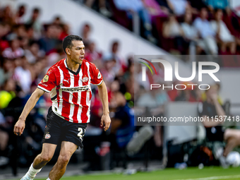 PSV player Hirving Lozano plays during the match PSV vs. Go Ahead Eagles at the Philips Stadium for the Dutch Eredivisie 4th round season 20...