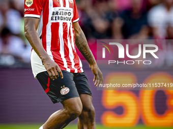 PSV player Ryan Flamingo during the match PSV vs. Go Ahead Eagles at the Philips Stadium for the Dutch Eredivisie 4th round season 2024-2025...