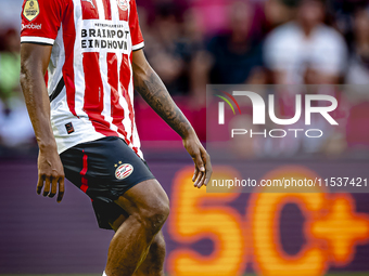 PSV player Ryan Flamingo during the match PSV vs. Go Ahead Eagles at the Philips Stadium for the Dutch Eredivisie 4th round season 2024-2025...