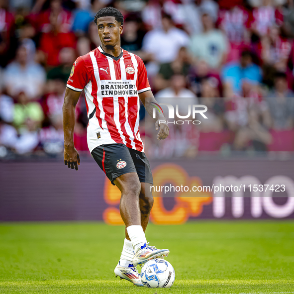 PSV player Ryan Flamingo during the match PSV vs. Go Ahead Eagles at the Philips Stadium for the Dutch Eredivisie 4th round season 2024-2025...