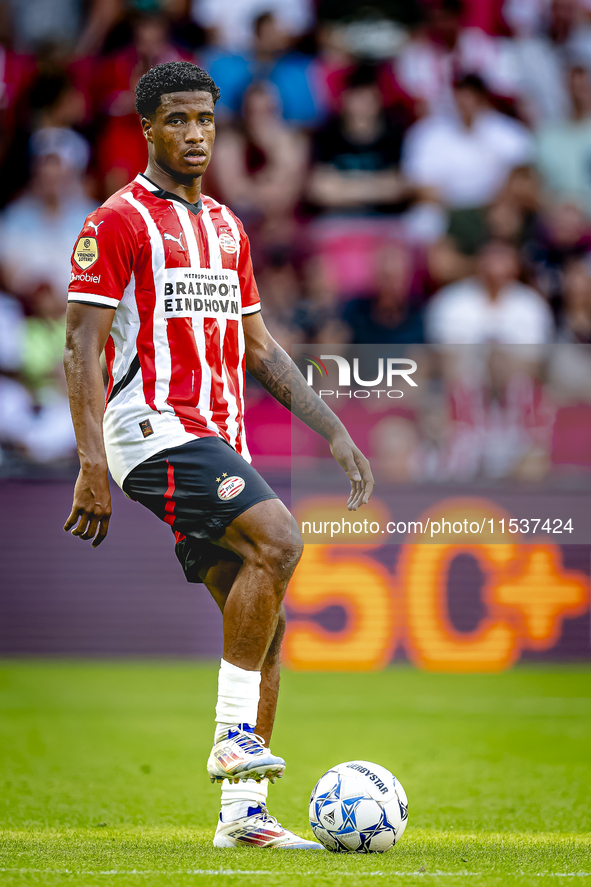 PSV player Ryan Flamingo during the match PSV vs. Go Ahead Eagles at the Philips Stadium for the Dutch Eredivisie 4th round season 2024-2025...