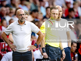 PSV trainer Peter Bosz during the match between PSV and Go Ahead Eagles at the Philips Stadium for the Dutch Eredivisie 4th round season 202...