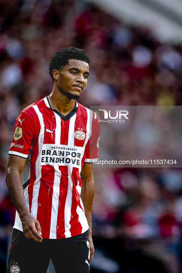 PSV player Malik Tillman plays during the match between PSV and Go Ahead Eagles at the Philips Stadium for the Dutch Eredivisie 4th round se...