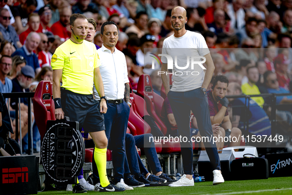 Go Ahead Eagles trainer Paul Simonis during the match PSV vs. Go Ahead Eagles at the Philips Stadium for the Dutch Eredivisie 4th round seas...