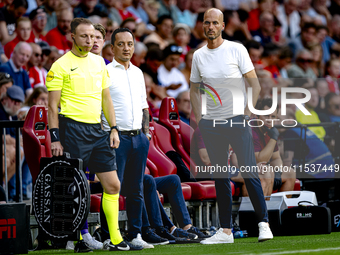 Go Ahead Eagles trainer Paul Simonis during the match PSV vs. Go Ahead Eagles at the Philips Stadium for the Dutch Eredivisie 4th round seas...