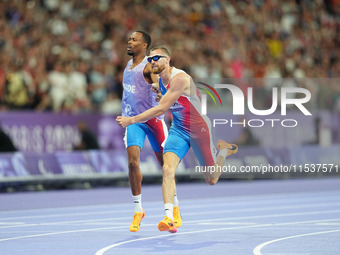 Timothee Adolphe of France in action in Men's 400m - T11 Final during the Paris 2024 Paralympic Games at Stade de France on September 1, 202...