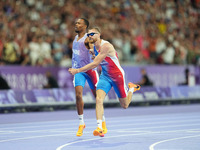 Timothee Adolphe of France in action in Men's 400m - T11 Final during the Paris 2024 Paralympic Games at Stade de France on September 1, 202...