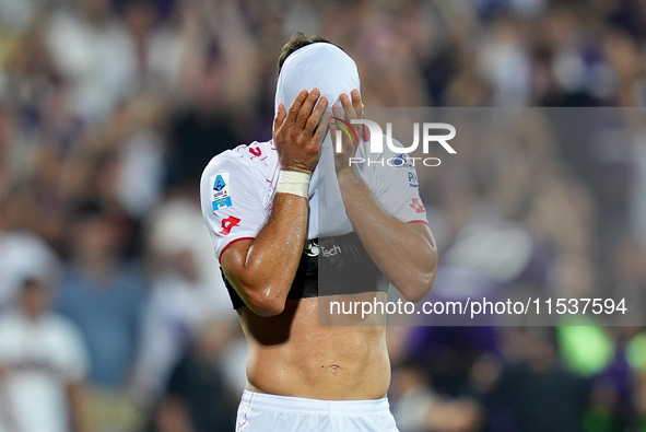 Pablo Mari' of AC Monza looks dejected during the Serie A Enilive match between ACF Fiorentina and AC Monza at Stadio Artemio Franchi on Sep...