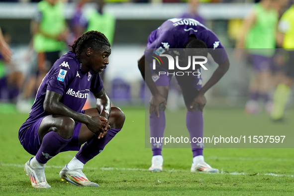 Moise Kean of ACF Fiorentina looks dejected during the Serie A Enilive match between ACF Fiorentina and AC Monza at Stadio Artemio Franchi o...