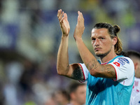 Milan Djuric of AC Monza applauds his supporters during the Serie A Enilive match between ACF Fiorentina and AC Monza at Stadio Artemio Fran...