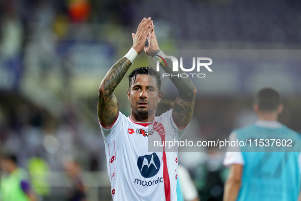 Armando Izzo of AC Monza applauds his supporters during the Serie A Enilive match between ACF Fiorentina and AC Monza at Stadio Artemio Fran...