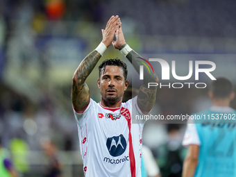 Armando Izzo of AC Monza applauds his supporters during the Serie A Enilive match between ACF Fiorentina and AC Monza at Stadio Artemio Fran...