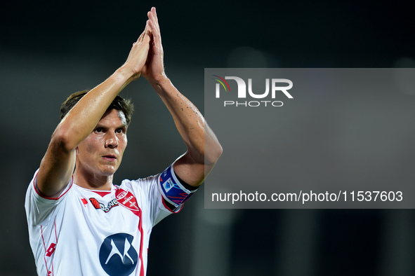 Matteo Pessina of AC Monza applauds his supporters during the Serie A Enilive match between ACF Fiorentina and AC Monza at Stadio Artemio Fr...