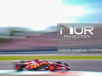 Carlos Sainz of Spain drives the (55) Scuderia Ferrari SF-24 during the Race of the Formula 1 Pirelli Gran Premio d'Italia 2024 in Monza, It...