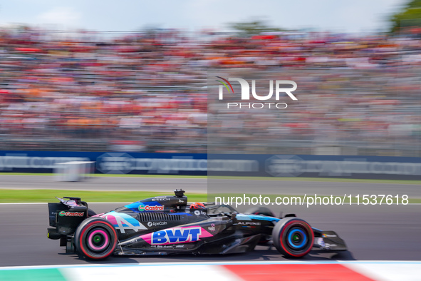 Esteban Ocon of France drives the (31) BWT Alpine F1 Team A524 during the Race of the Formula 1 Pirelli Gran Premio d'Italia 2024 in Monza,...