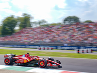 Charles Leclerc of Monaco drives the (16) Scuderia Ferrari SF-24 during the Race of the Formula 1 Pirelli Gran Premio d'Italia 2024 in Monza...