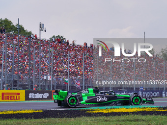 Zhou Guanyu of China drives the (24) Stake F1 Team Kick Sauber C44 during the Race of the Formula 1 Pirelli Gran Premio d'Italia 2024 in Mon...