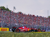 Carlos Sainz of Spain drives the (55) Scuderia Ferrari SF-24 during the Race of the Formula 1 Pirelli Gran Premio d'Italia 2024 in Monza, It...