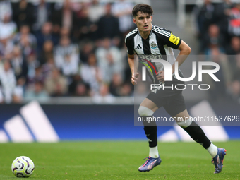 Newcastle United's Tino Livramento during the Premier League match between Newcastle United and Tottenham Hotspur at St. James's Park in New...