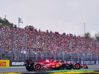 Charles Leclerc of Monaco drives the (16) Scuderia Ferrari SF-24 during the Race of the Formula 1 Pirelli Gran Premio d'Italia 2024 in Monza...