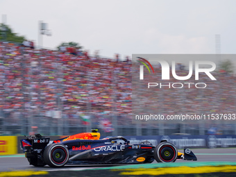 Sergio Perez of Mexico drives the (11) Oracle Red Bull Racing RB20 during the Race of the Formula 1 Pirelli Gran Premio d'Italia 2024 in Mon...