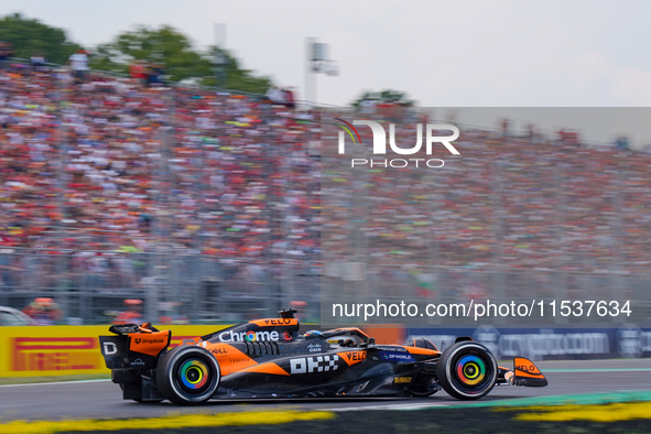 Oscar Piastri of Australia drives the (81) McLaren F1 Team MCL38 during the Race of the Formula 1 Pirelli Gran Premio d'Italia 2024 in Monza...