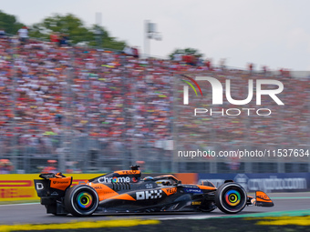 Oscar Piastri of Australia drives the (81) McLaren F1 Team MCL38 during the Race of the Formula 1 Pirelli Gran Premio d'Italia 2024 in Monza...