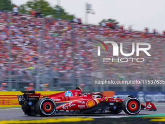 Carlos Sainz of Spain drives the (55) Scuderia Ferrari SF-24 during the Race of the Formula 1 Pirelli Gran Premio d'Italia 2024 in Monza, It...