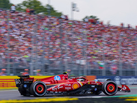 Carlos Sainz of Spain drives the (55) Scuderia Ferrari SF-24 during the Race of the Formula 1 Pirelli Gran Premio d'Italia 2024 in Monza, It...