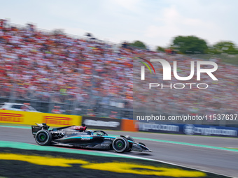 George Russell of the United Kingdom drives the (63) Mercedes-AMG PETRONAS F1 Team W15 during the Race of the Formula 1 Pirelli Gran Premio...