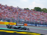 George Russell of the United Kingdom drives the (63) Mercedes-AMG PETRONAS F1 Team W15 during the Race of the Formula 1 Pirelli Gran Premio...