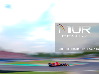 Charles Leclerc of Monaco drives the (16) Scuderia Ferrari SF-24 during the Race of the Formula 1 Pirelli Gran Premio d'Italia 2024 in Monza...