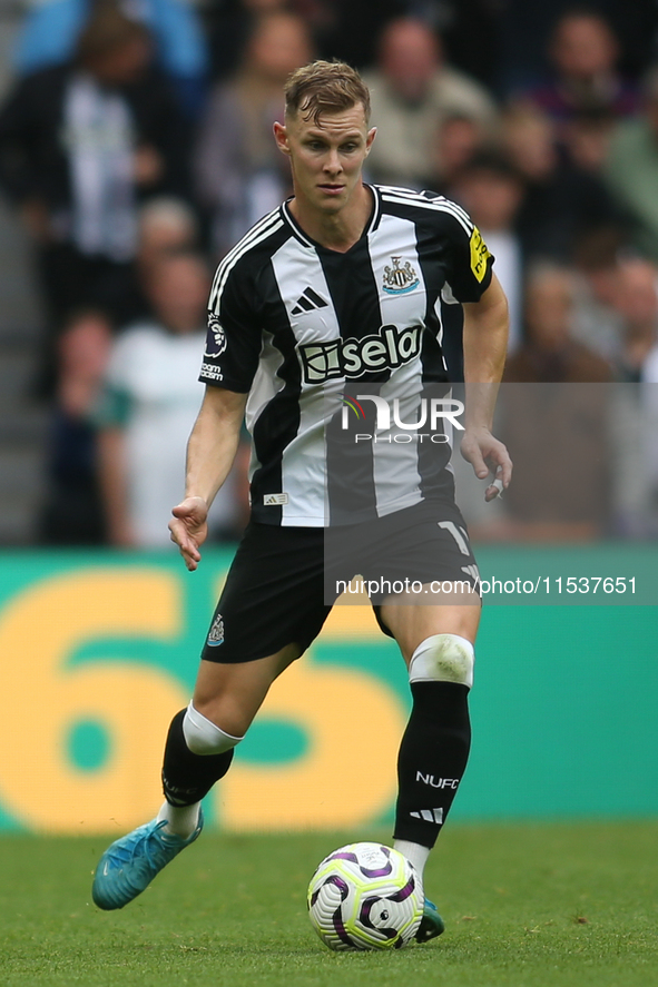 Newcastle United's Emil Krafth during the Premier League match between Newcastle United and Tottenham Hotspur at St. James's Park in Newcast...