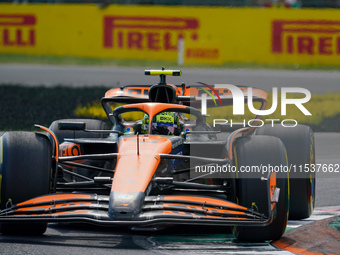 Lando Norris of the United Kingdom drives the (04) McLaren F1 Team MCL38 during the Race of the Formula 1 Pirelli Gran Premio d'Italia 2024...