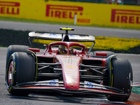 Carlos Sainz of Spain drives the (55) Scuderia Ferrari SF-24 during the Race of the Formula 1 Pirelli Gran Premio d'Italia 2024 in Monza, It...