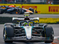 Lewis Hamilton of the United Kingdom drives the (44) Mercedes-AMG PETRONAS F1 Team W15 during the Race of the Formula 1 Pirelli Gran Premio...